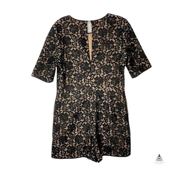 BCBGMAXAZRIA Black Lace Overlay Romper S - Picture 3 of 7